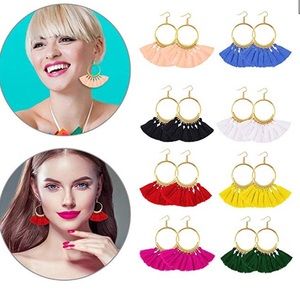 NWT Fashion Tassel Feather Hoop Earrings!!